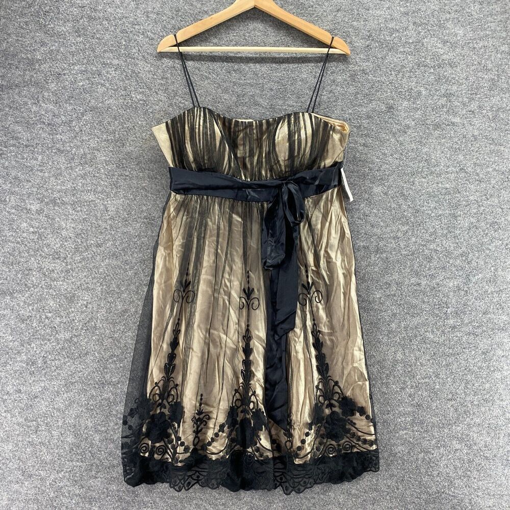New Dressbarn Dress Women 14 Beige Shift Short Zipper Sleeveless Casual Solid